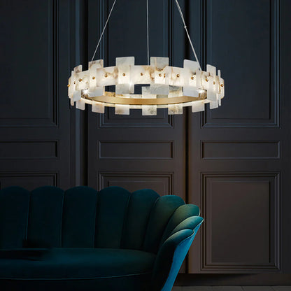 Alabaster Halo Brass Chandelier - Nuvé