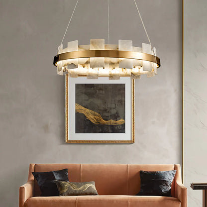 Alabaster Halo Brass Chandelier - Nuvé