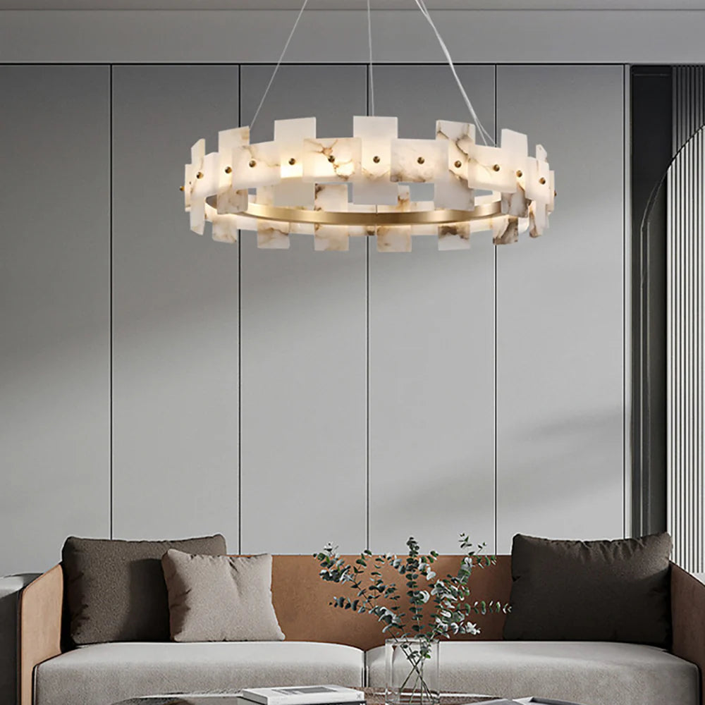 Alabaster Halo Brass Chandelier - Nuvé