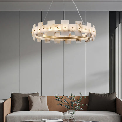 Alabaster Halo Brass Chandelier - Nuvé