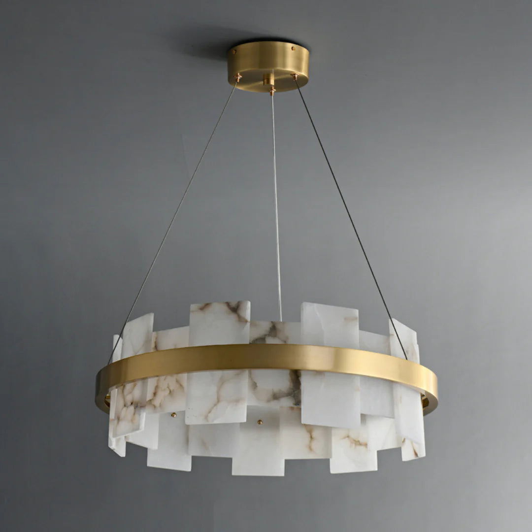 Alabaster Halo Brass Chandelier - Nuvé