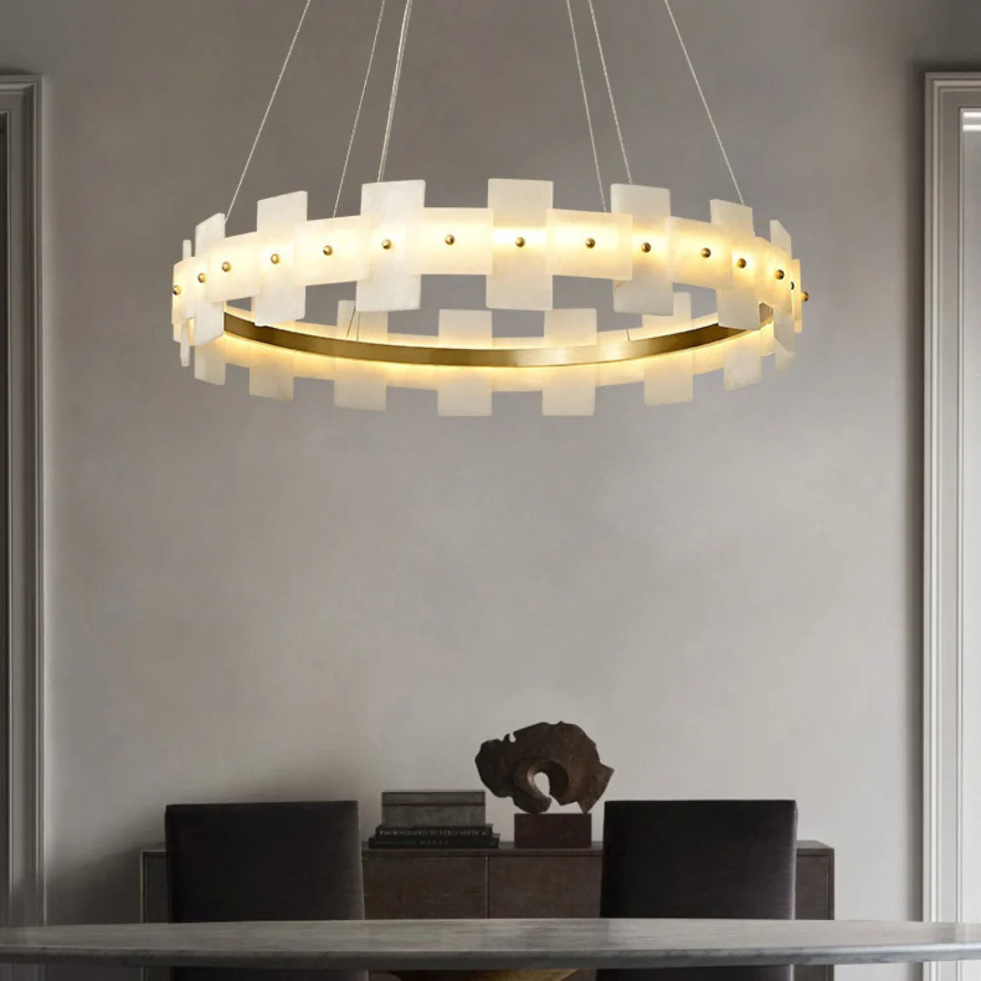 Alabaster Halo Brass Chandelier - Nuvé