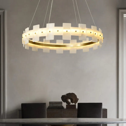 Alabaster Halo Brass Chandelier - Nuvé