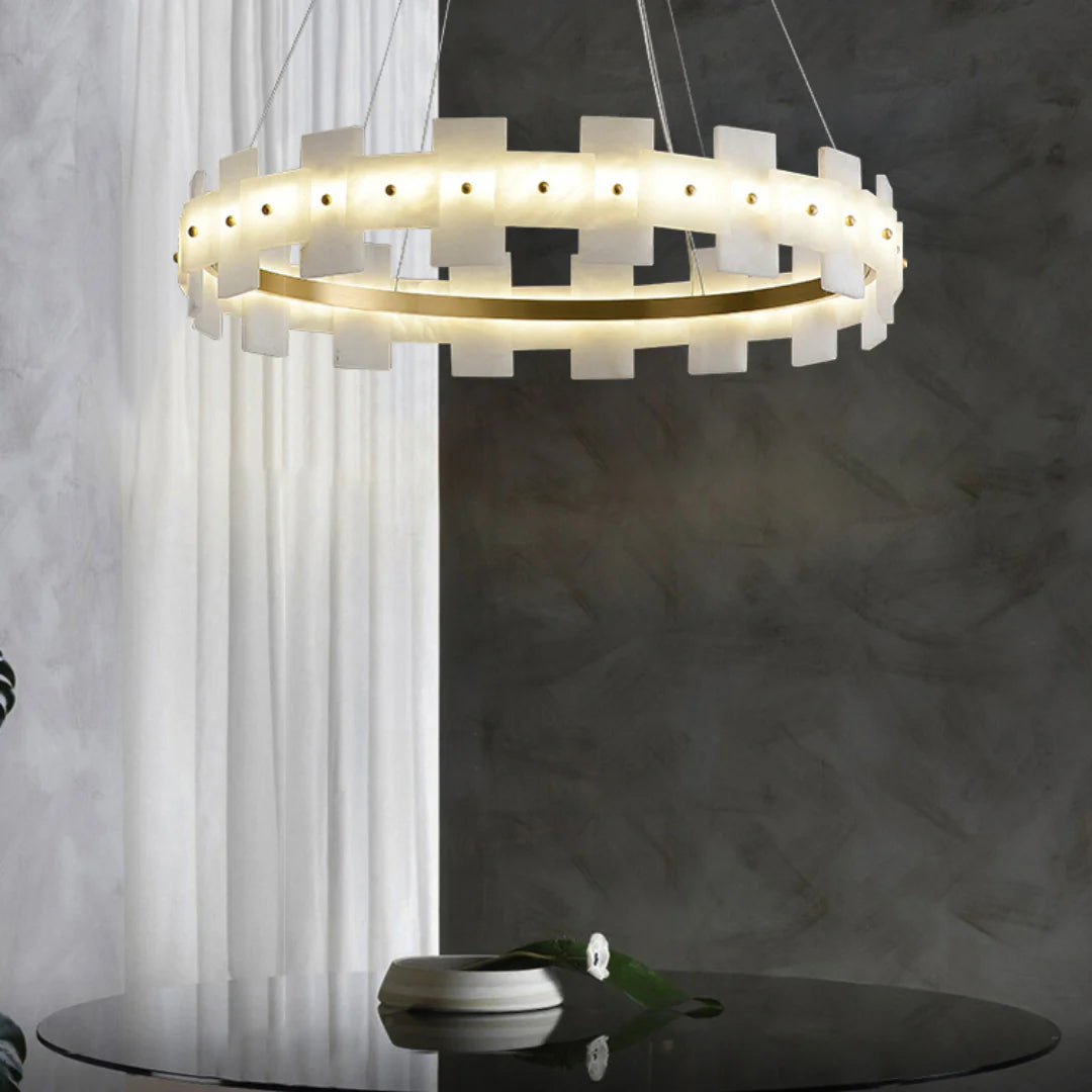 Alabaster Halo Brass Chandelier - Nuvé