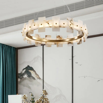 Alabaster Halo Brass Chandelier - Nuvé