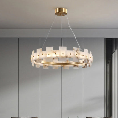 Alabaster Halo Brass Chandelier - Nuvé