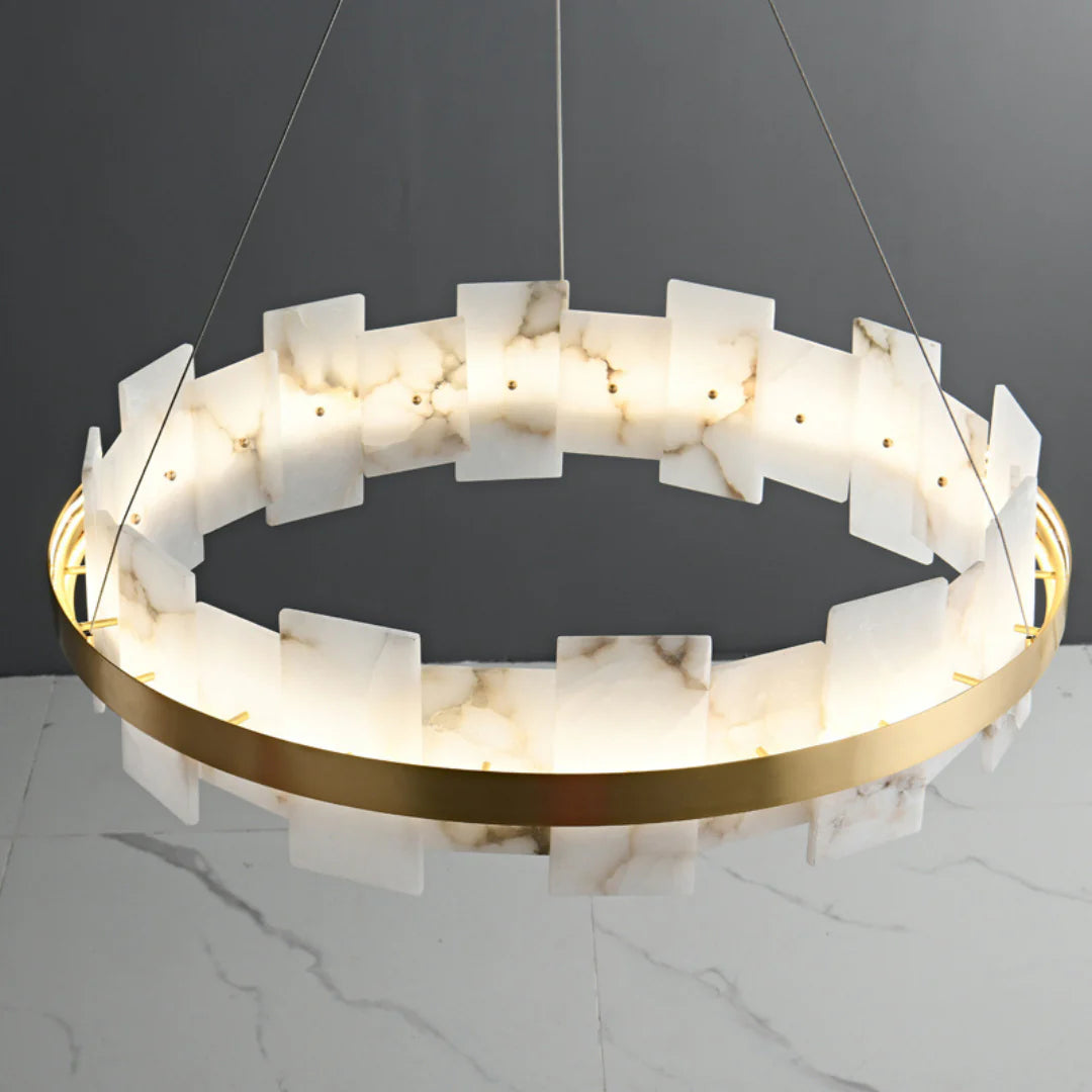 Alabaster Halo Brass Chandelier - Nuvé
