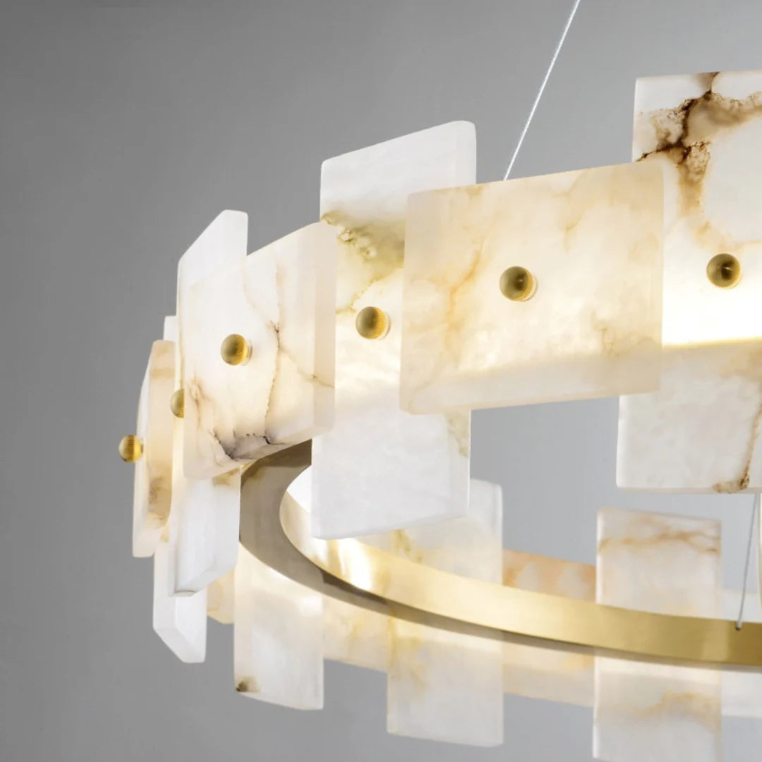 Alabaster Halo Brass Chandelier - Nuvé