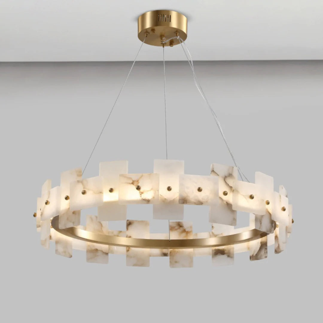 Alabaster Halo Brass Chandelier - Nuvé
