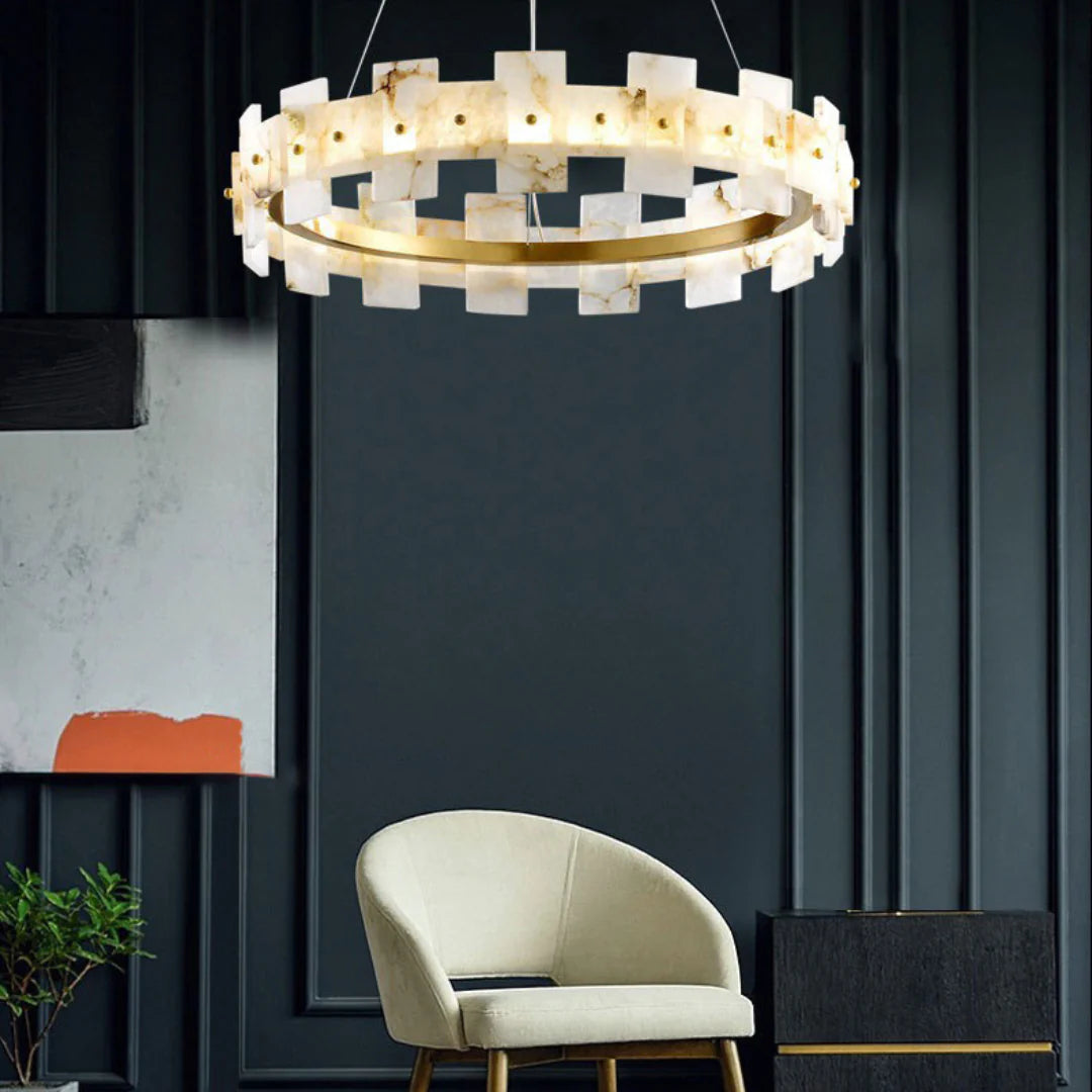 Alabaster Halo Brass Chandelier - Nuvé
