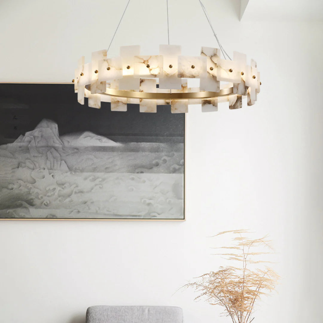 Alabaster Halo Brass Chandelier - Nuvé