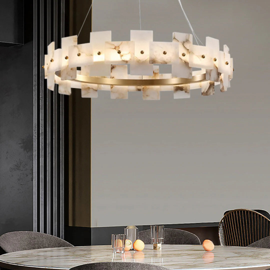 Alabaster Halo Brass Chandelier - Nuvé