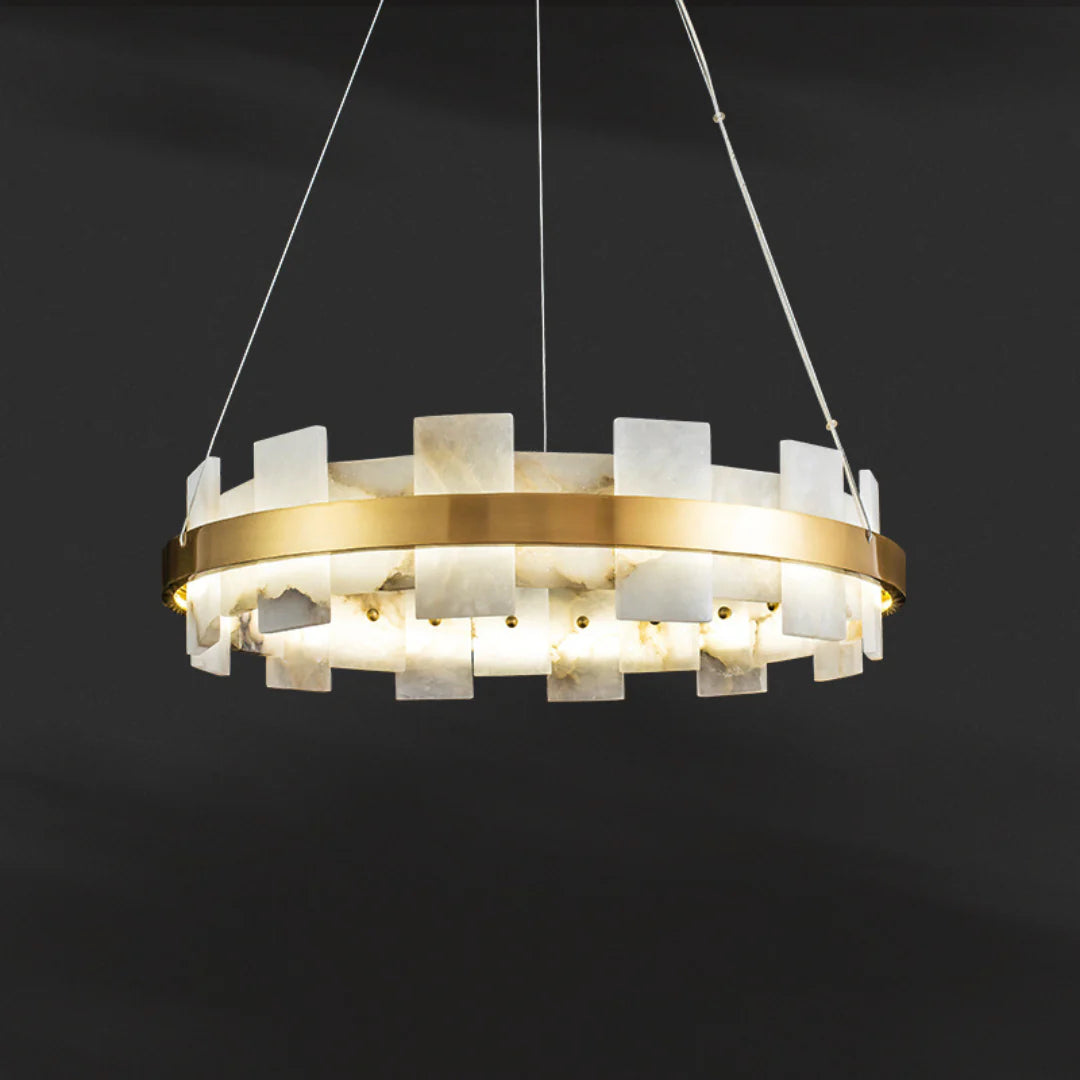 Alabaster Halo Brass Chandelier - Nuvé
