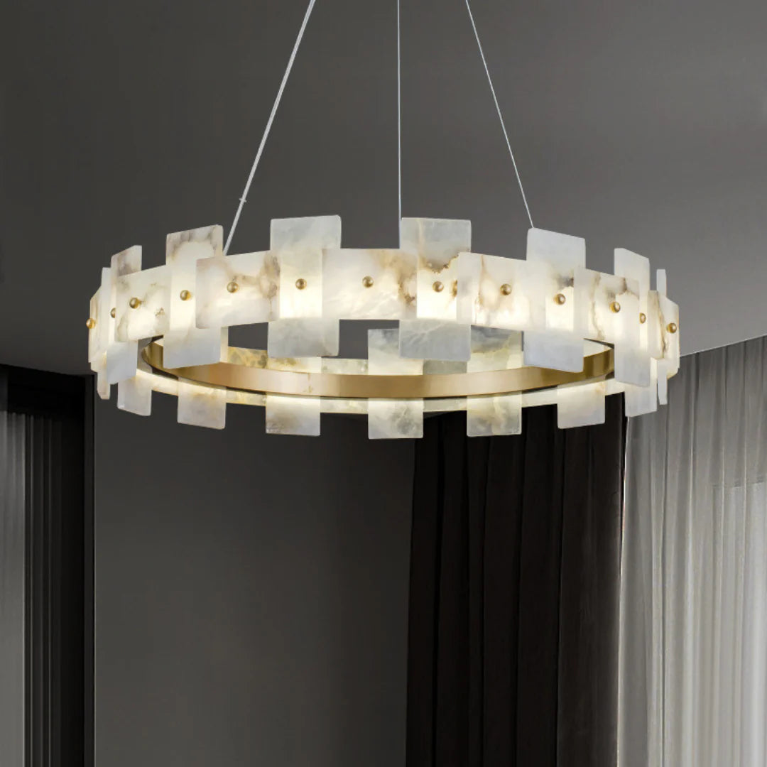 Alabaster Halo Brass Chandelier - Nuvé