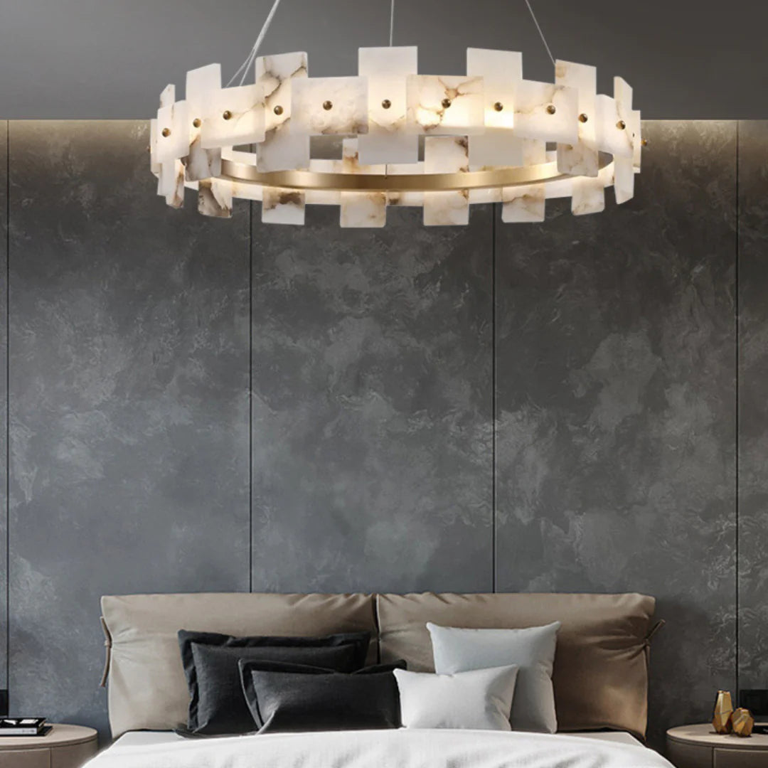 Alabaster Halo Brass Chandelier - Nuvé