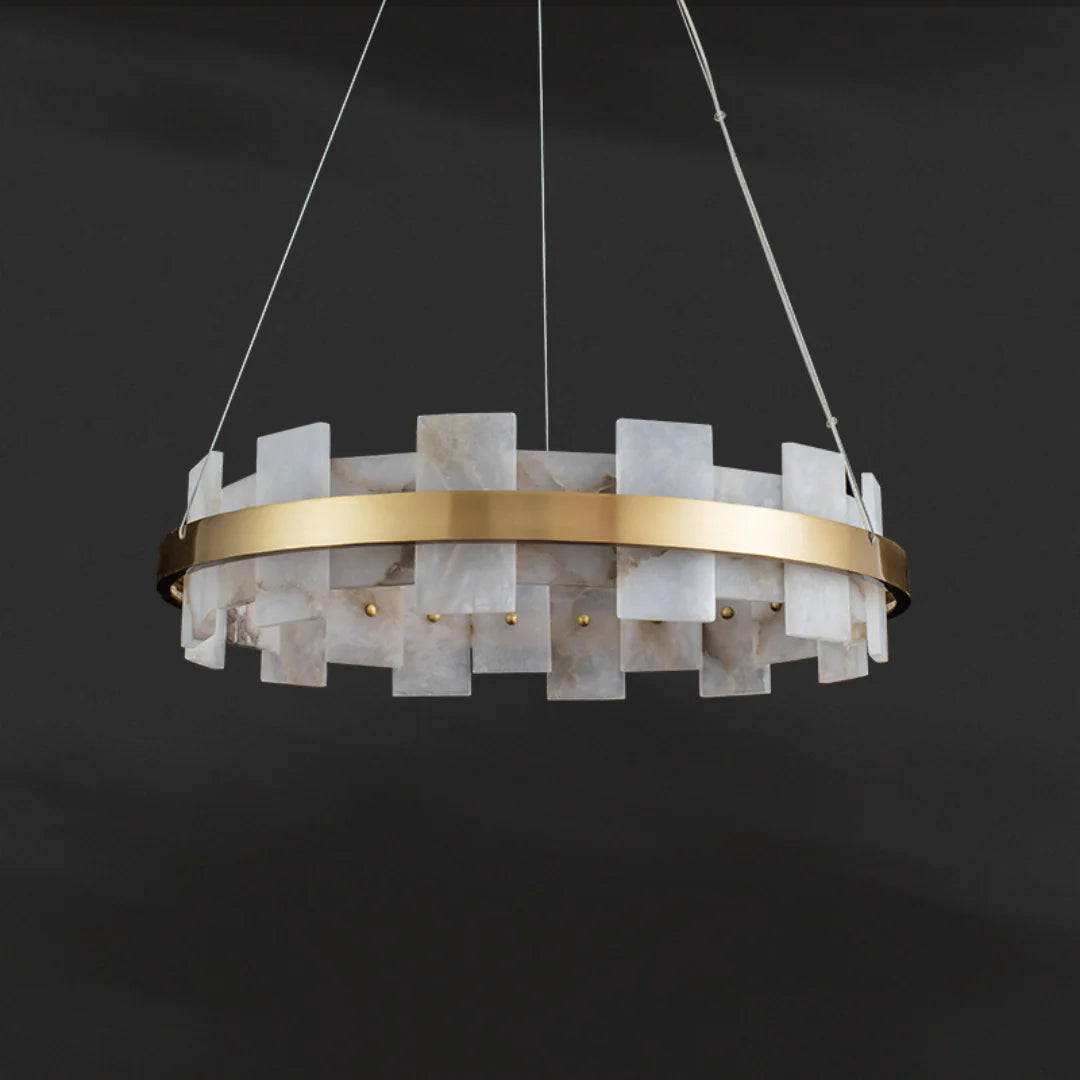 Alabaster Halo Brass Chandelier - Nuvé