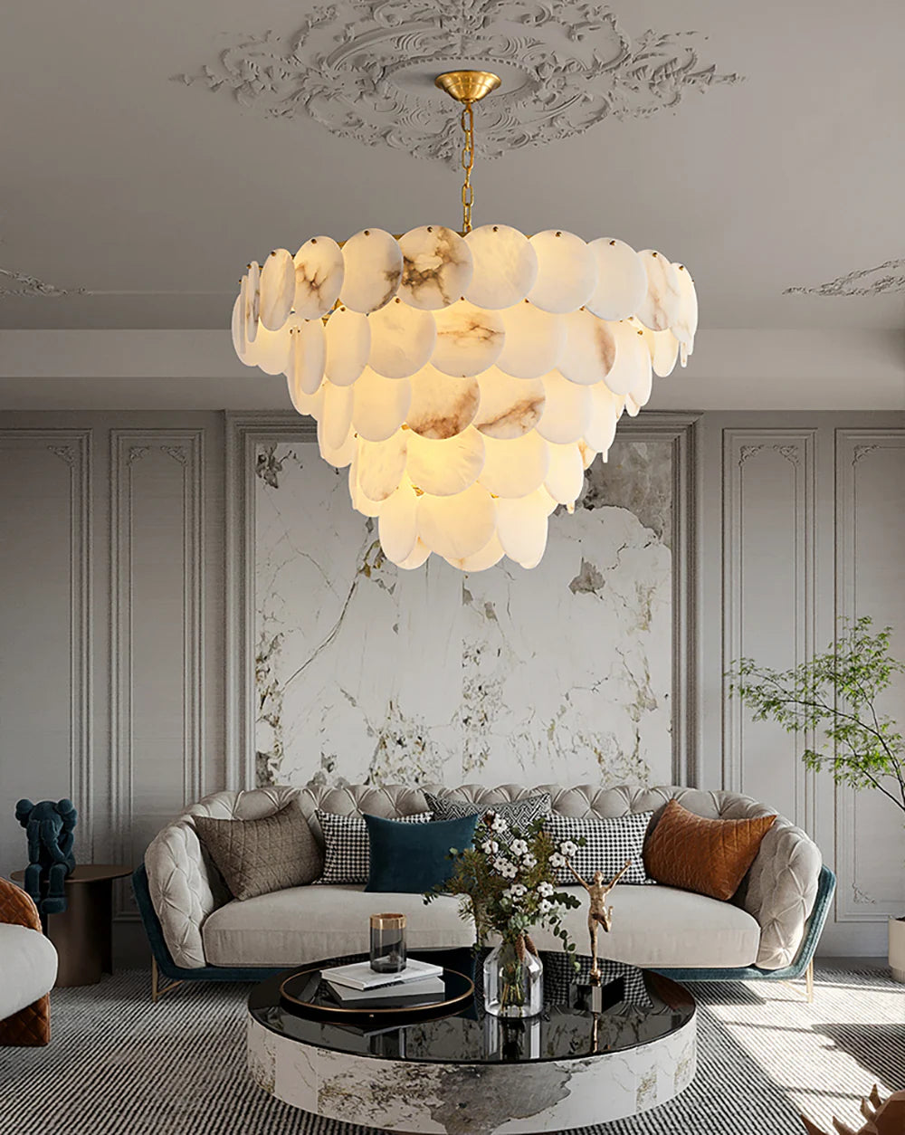 Alabaster Multi Layer Round Chandelier - Nuvé