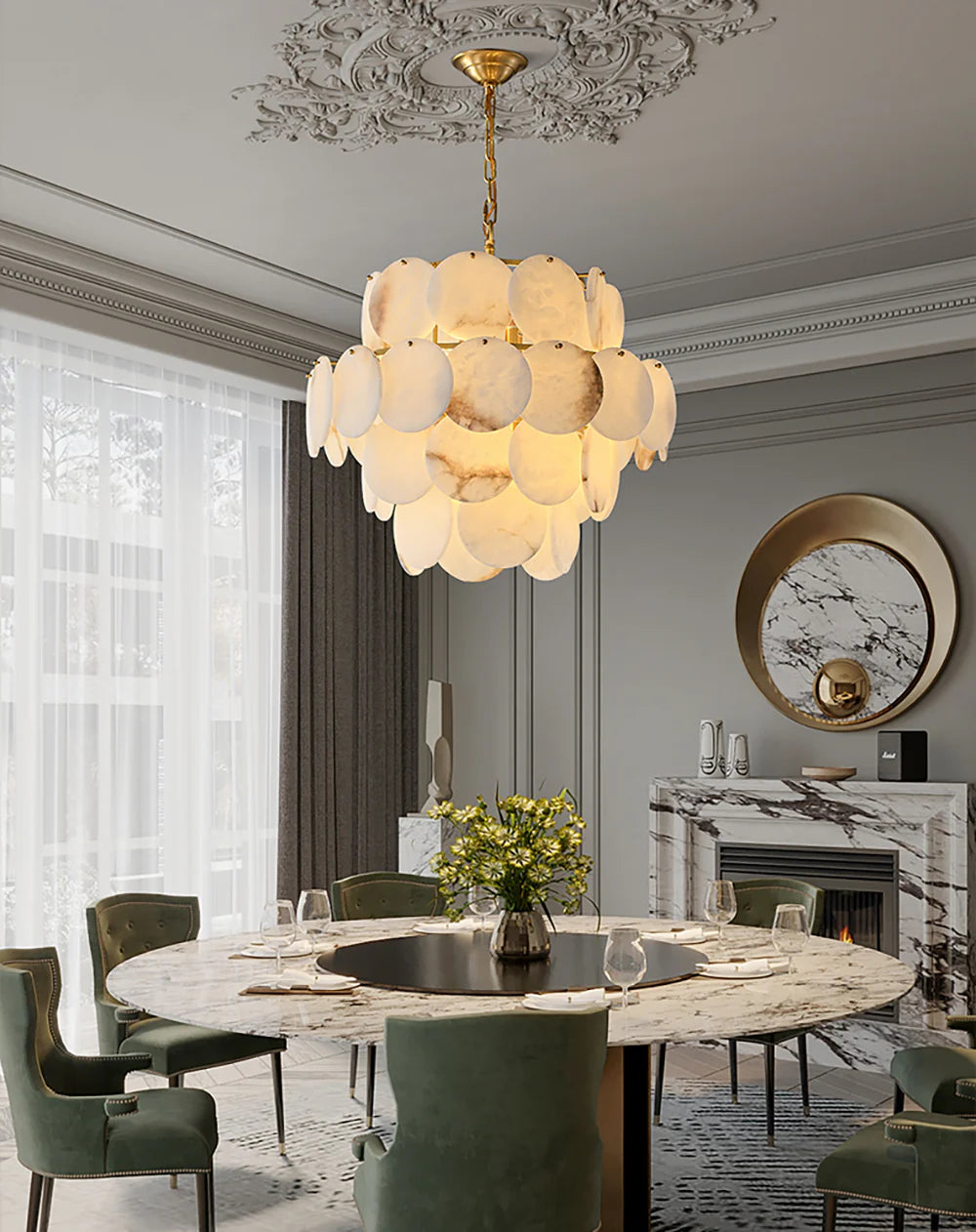 Alabaster Multi Layer Round Chandelier - Nuvé