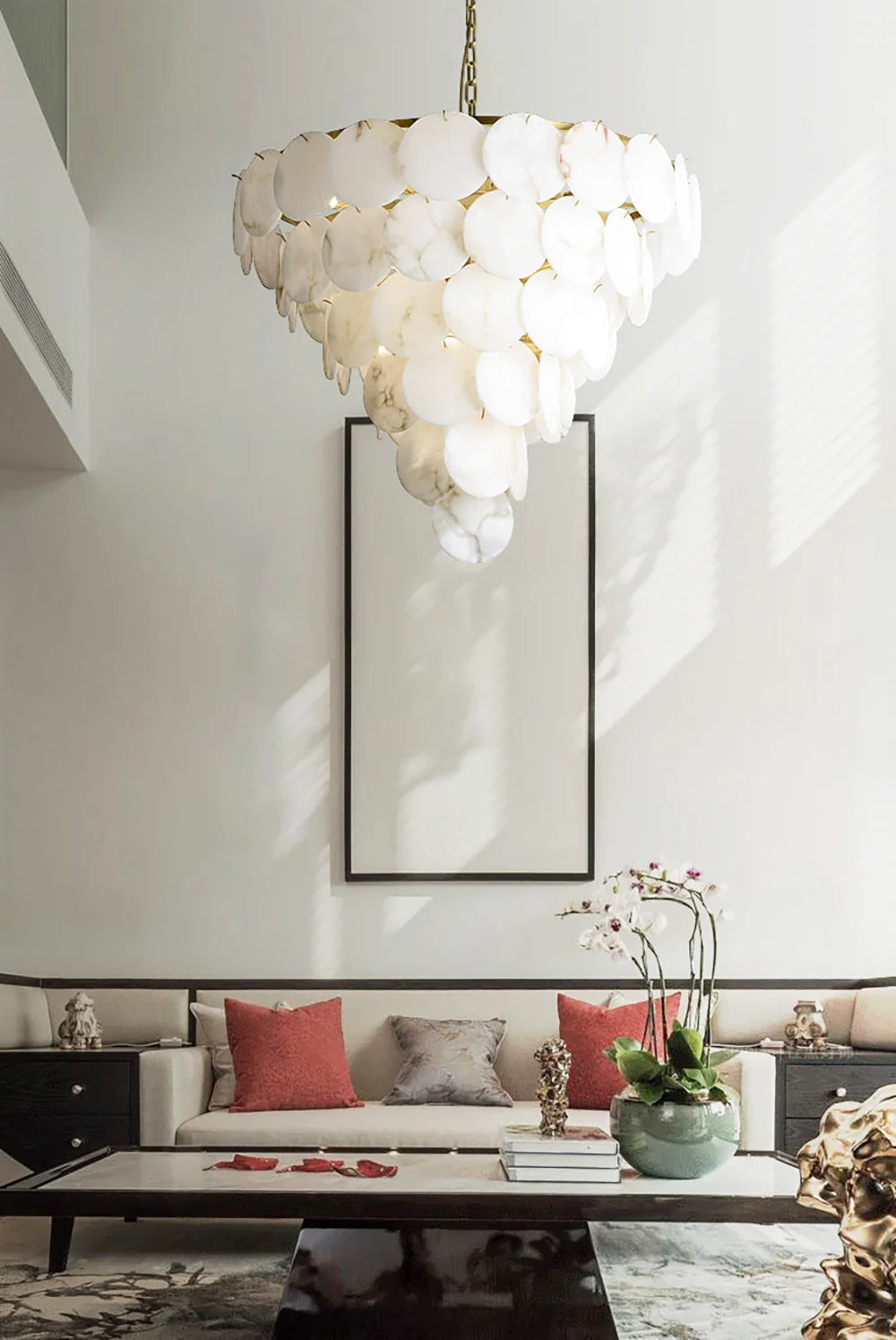 Alabaster Multi-tiered Round Chandelier - Nuvé