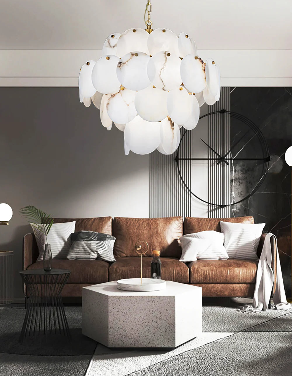 Alabaster Multi-tiered Round Chandelier - Nuvé