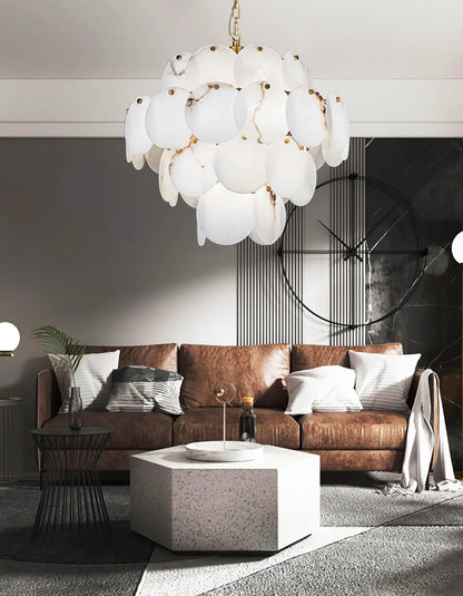Alabaster Multi-tiered Round Chandelier - Nuvé