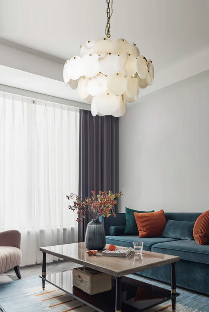 Alabaster Multi-tiered Round Chandelier - Nuvé