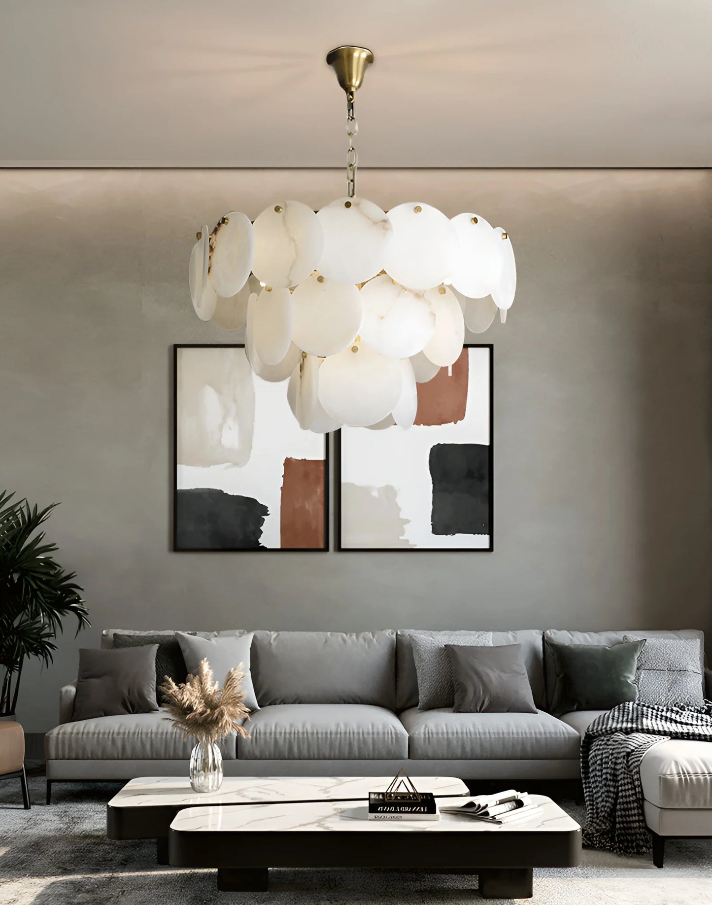 Alabaster Multi-tiered Round Chandelier - Nuvé