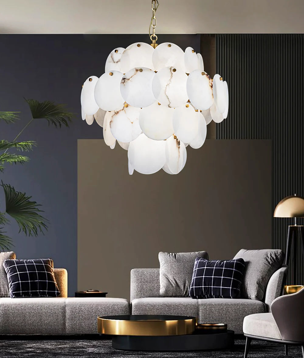 Alabaster Multi-tiered Round Chandelier - Nuvé