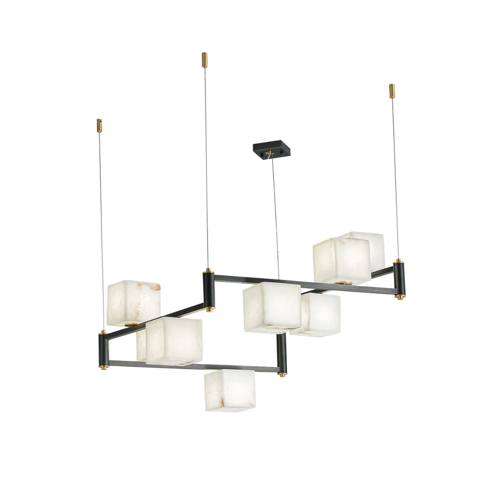 Simple Alabaster Square Box Chandelier - Nuvé