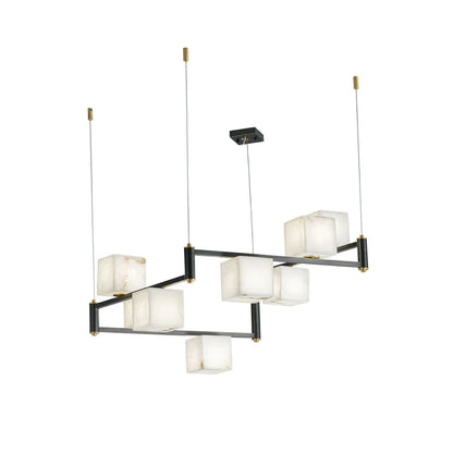 Simple Alabaster Square Box Chandelier - Nuvé