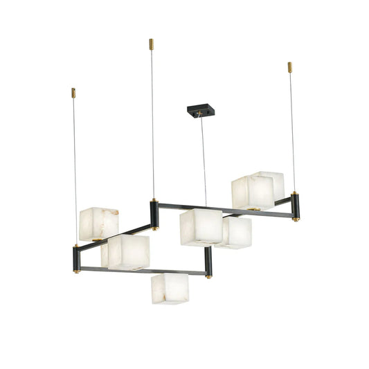 Simple Alabaster Square Box Chandelier - Nuvé