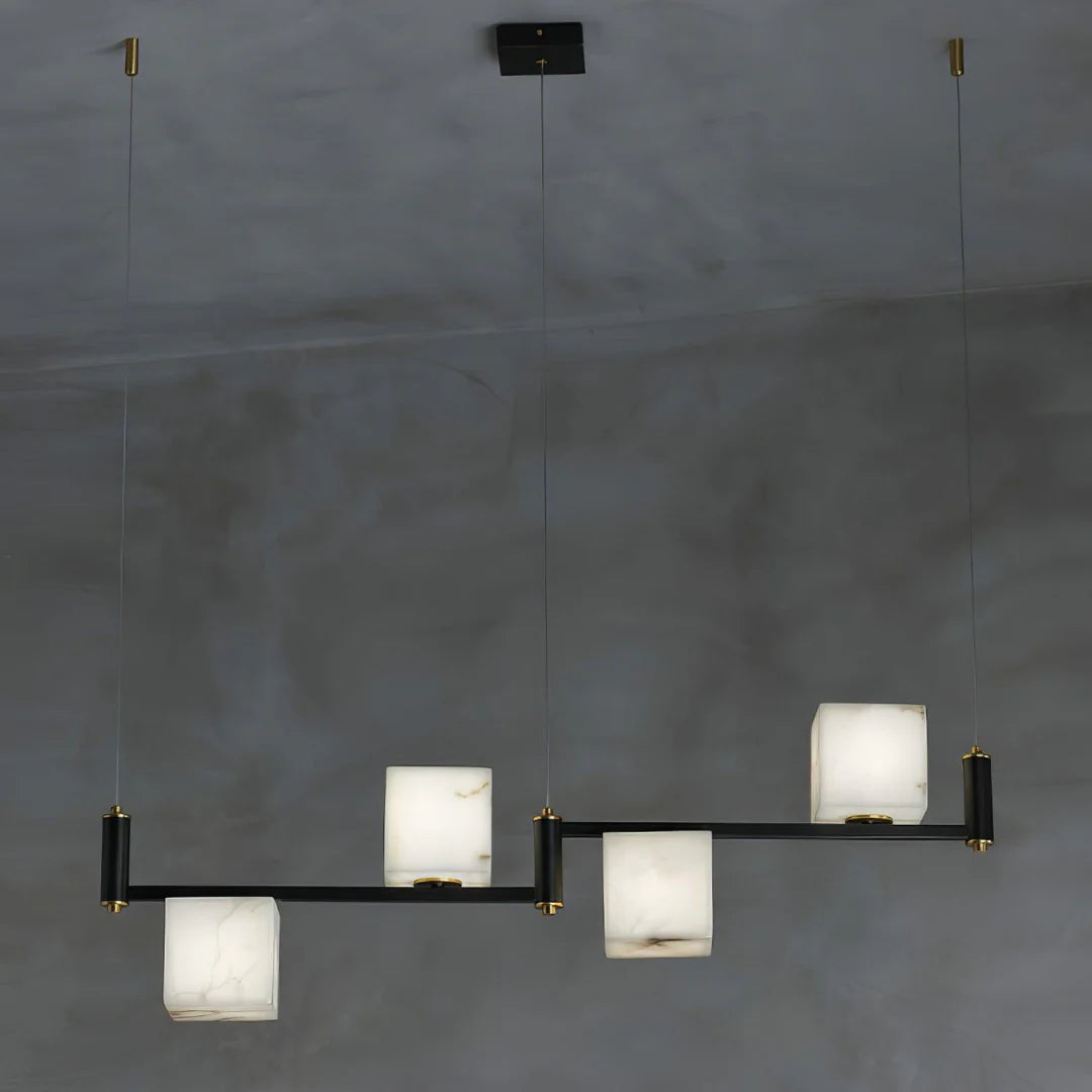 Simple Alabaster Square Box Chandelier - Nuvé