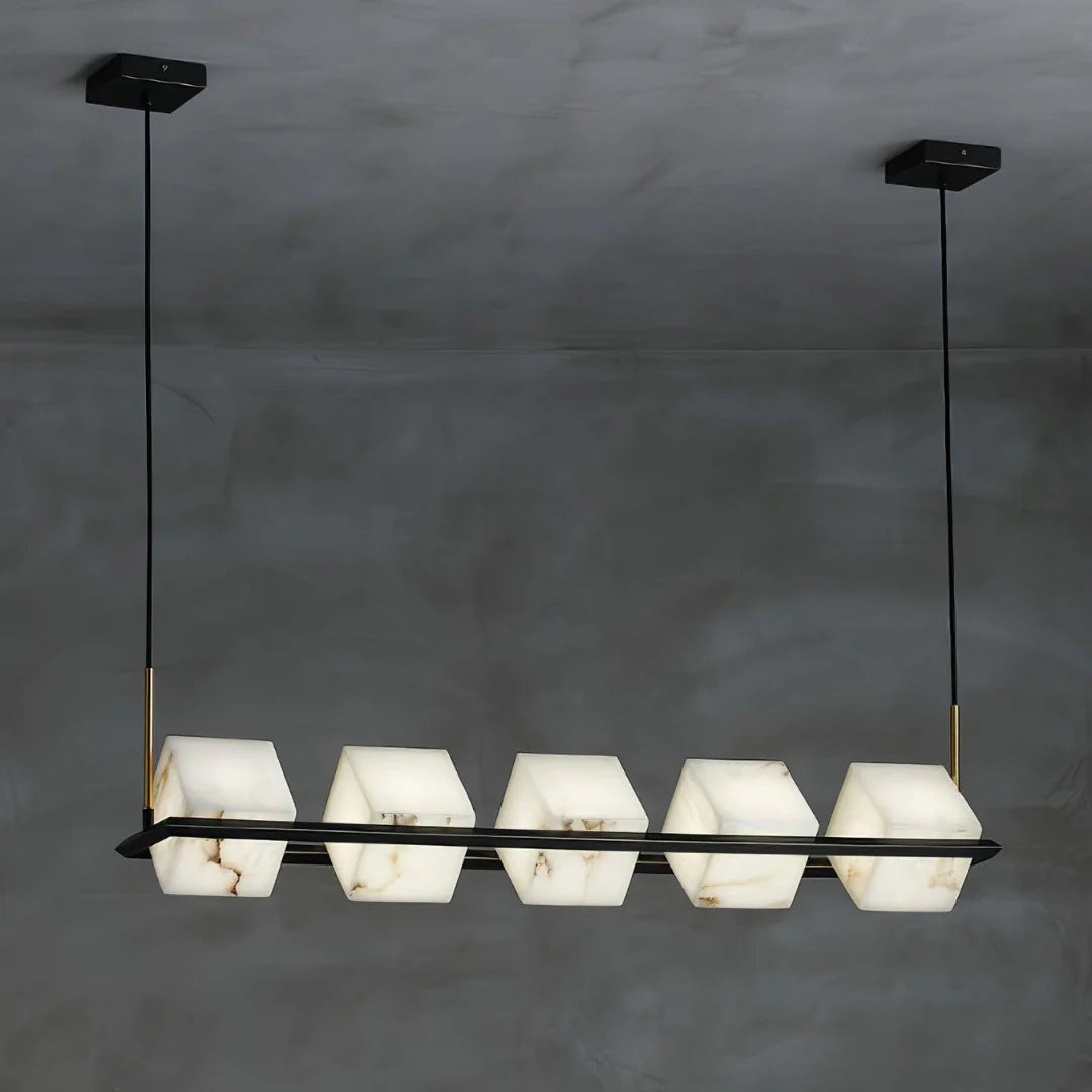 Simple Alabaster Square Box Chandelier - Nuvé