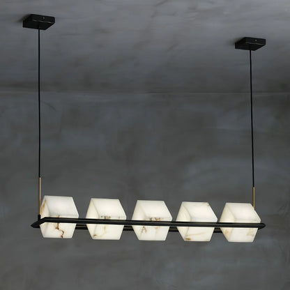 Simple Alabaster Square Box Chandelier - Nuvé