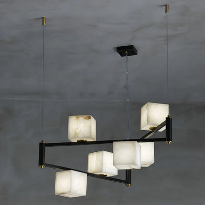 Simple Alabaster Square Box Chandelier - Nuvé