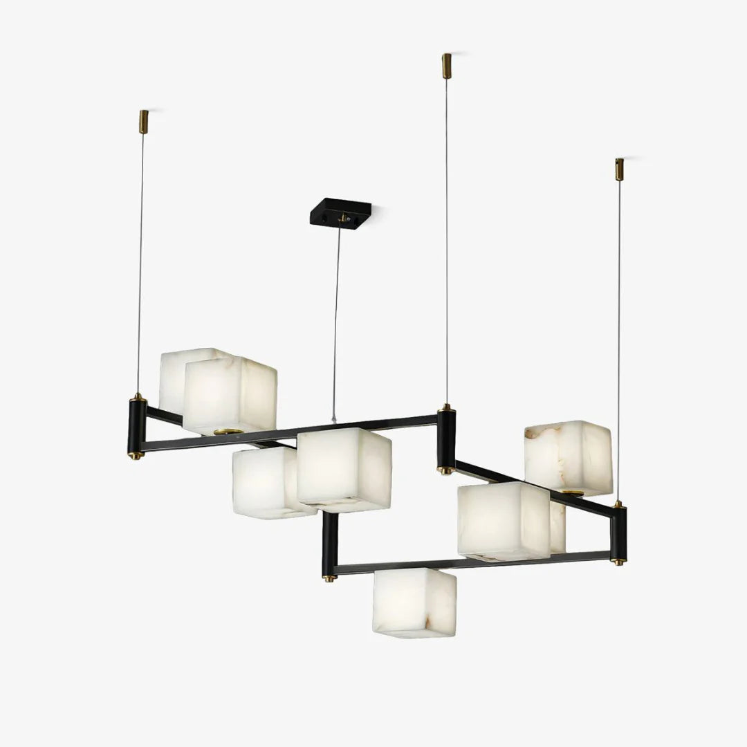 Simple Alabaster Square Box Chandelier - Nuvé