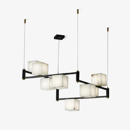 Simple Alabaster Square Box Chandelier - Nuvé