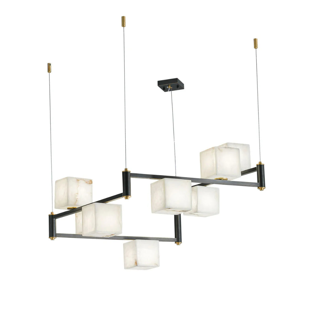 Simple Alabaster Square Box Chandelier - Nuvé