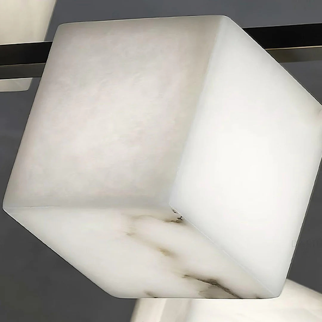Simple Alabaster Square Box Chandelier - Nuvé