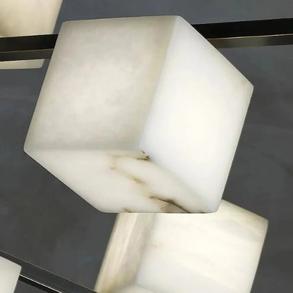 Simple Alabaster Square Box Chandelier - Nuvé