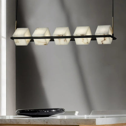 Simple Alabaster Square Box Chandelier - Nuvé
