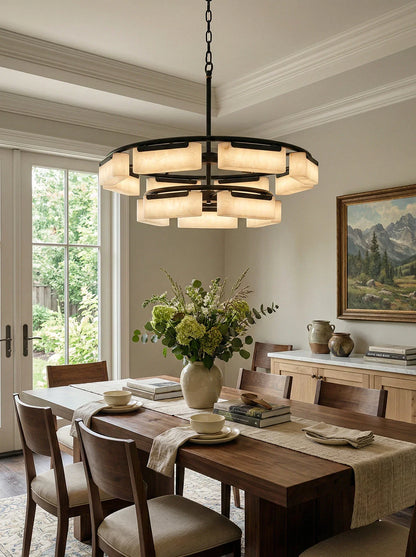 Rectangle Fusion Alabaster Chandelier