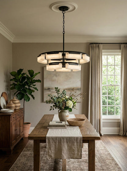 Rectangle Fusion Alabaster Chandelier