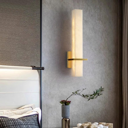 Alabaster Milan wall lamp by Korewolamp with a sleek alabaster finish, mounted on a wall, showcasing elegant lighting design.