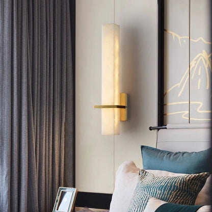 Alabaster Milan wall lamp by Korewolamp featuring a sleek alabaster shade mounted on a wall bracket.