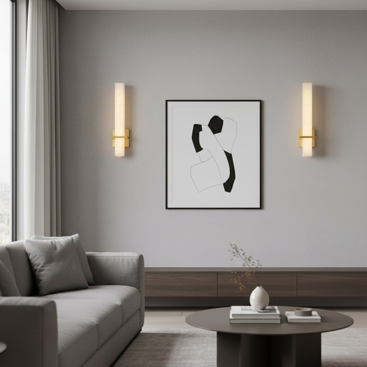 Alabaster Milan wall lamp by Korewolamp featuring a sleek alabaster shade mounted on a wall bracket.