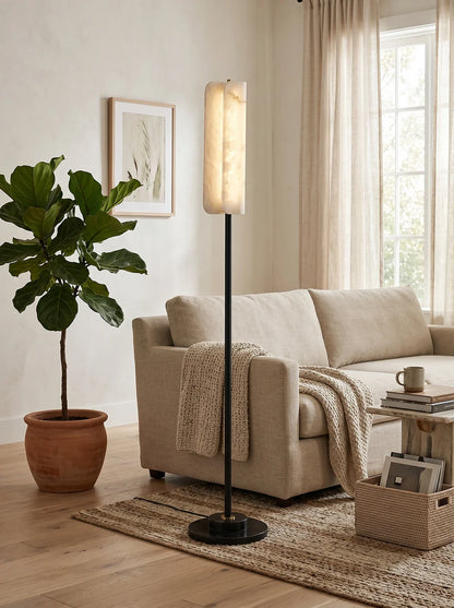 Alabaster Years Black Marble Floor Lamp