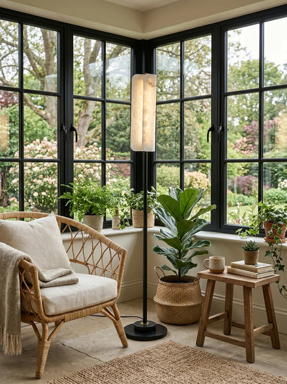 Alabaster Years Black Marble Floor Lamp