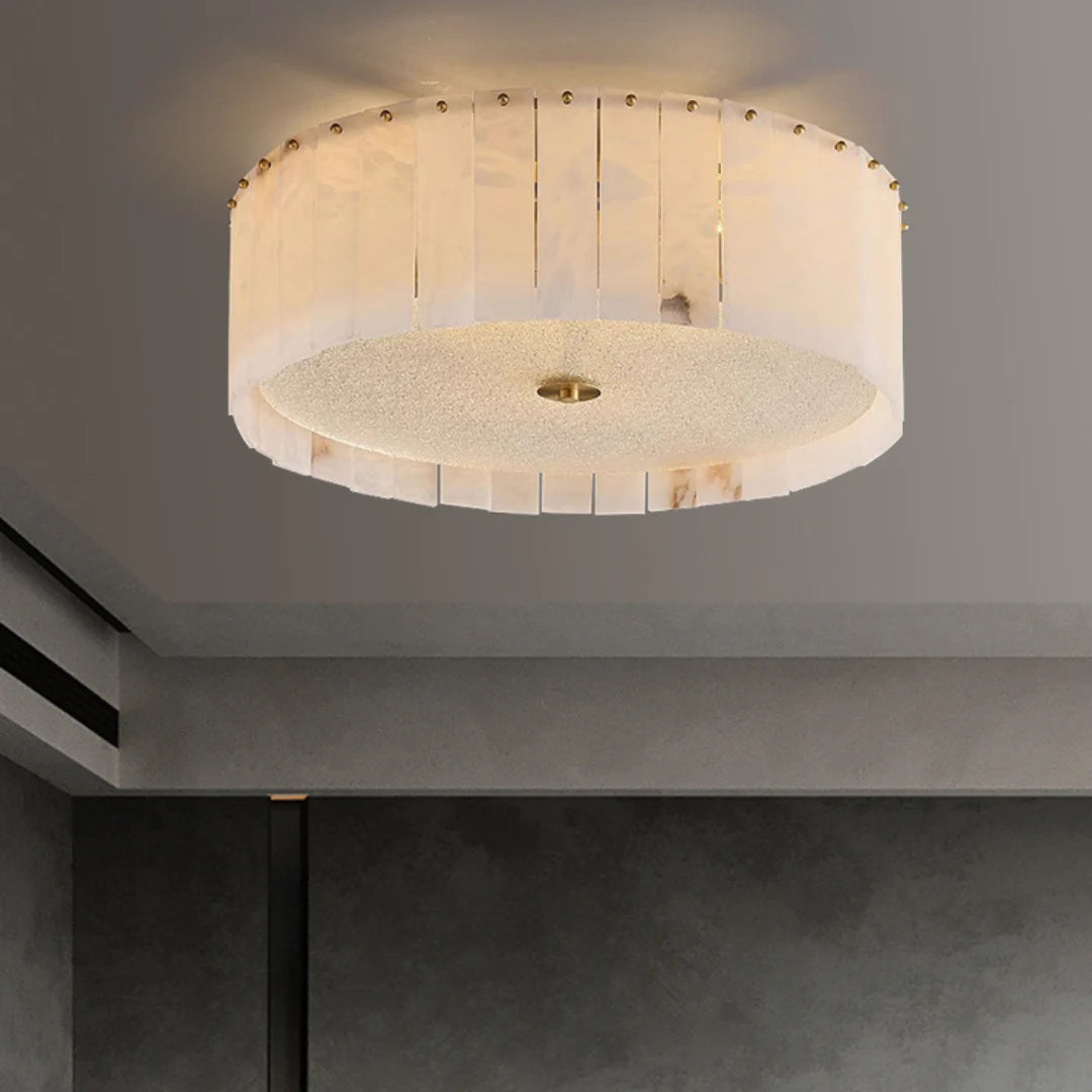 Alabaster Copper Round Ceiling Lamp - Nuvé
