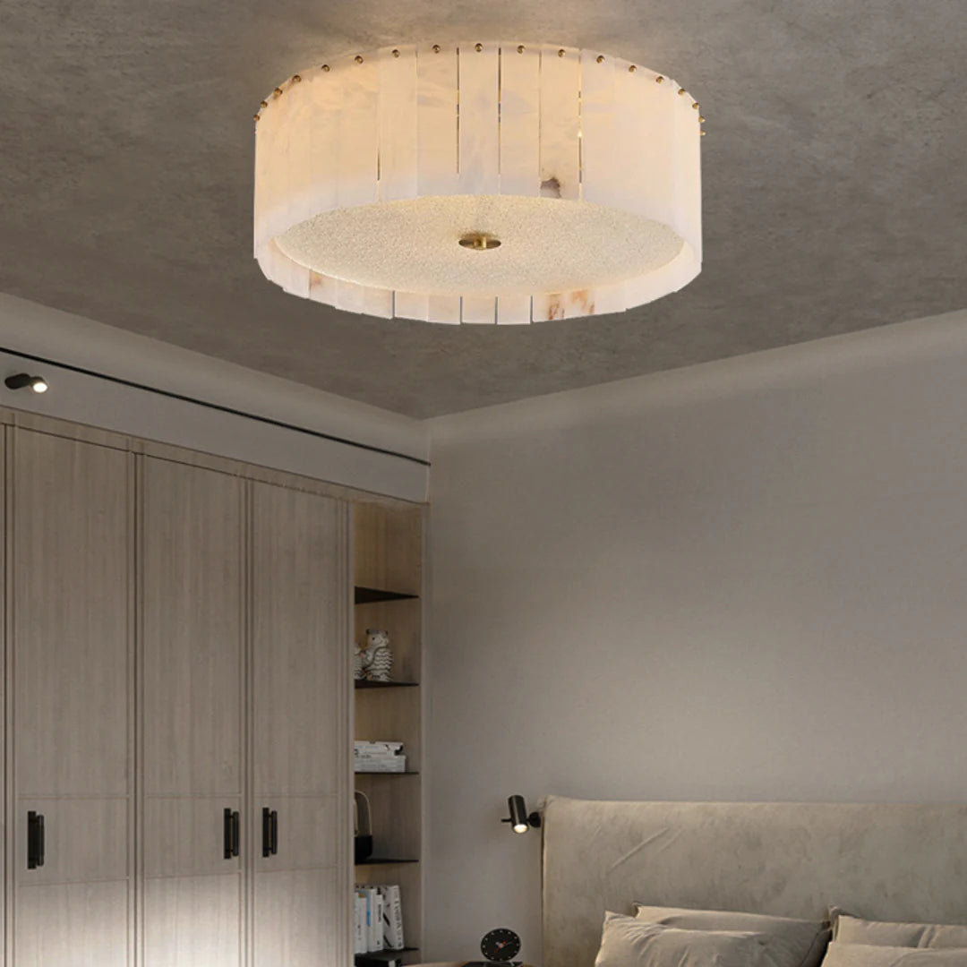 Alabaster Copper Round Ceiling Lamp - Nuvé